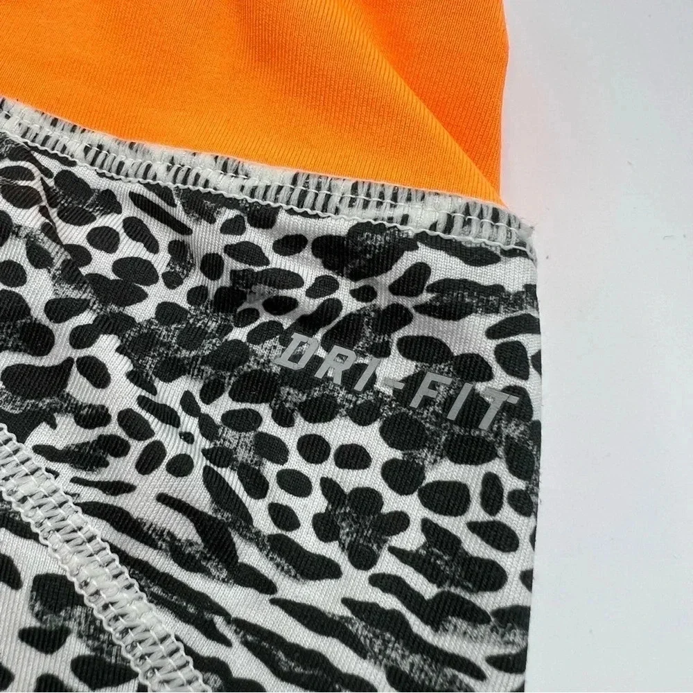 NIKE Women’s M Racer Leopard Print Running‎ Crop Leggings zipper pocket Dri-fit